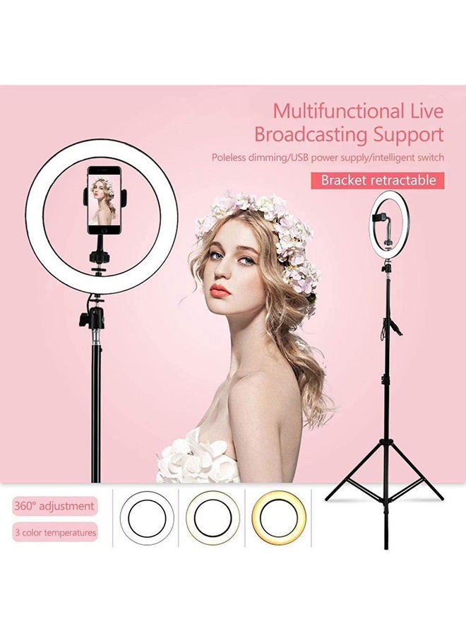 Loquat 12 inch LED Ring Light With Tripod Stand And Phone Holder Black - Image 3